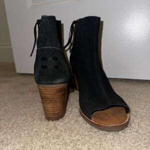 Black Peep Toe Ankle Boots